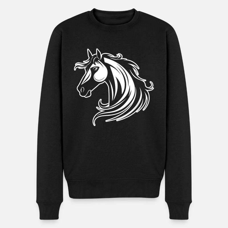 Poney tête de cheval - Pull Premium bio Homme - noir