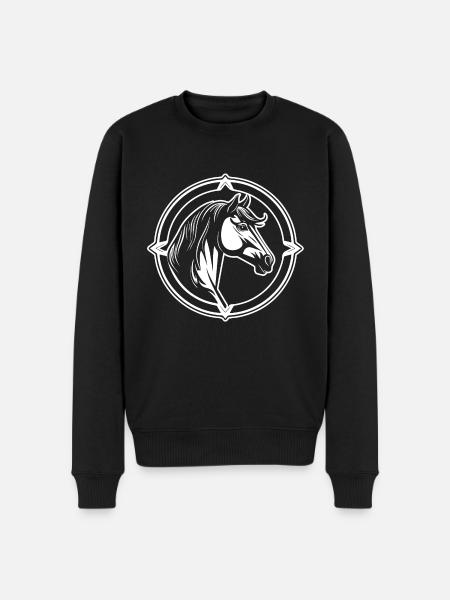 Pferd Pferdekopf Pony - Männer Premium Bio Pullover - Schwarz