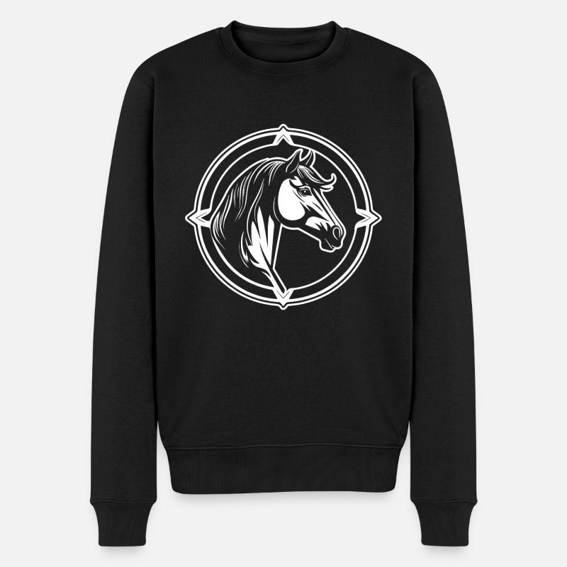 Poney tête de cheval - Pull Premium bio Homme - noir