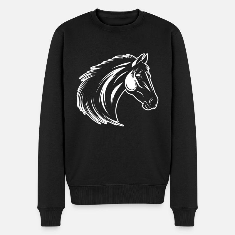 Poney tête de cheval - Pull Premium bio Homme - noir