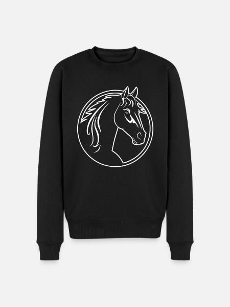 Pferd Pferdekopf Pony - Männer Premium Bio Pullover - Schwarz