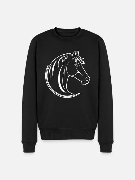 Pferd Pferdekopf Pony - Männer Premium Bio Pullover - Schwarz