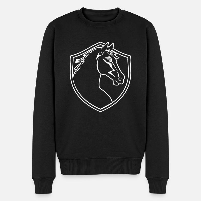 Pferd Pferdekopf Pony - Männer Premium Bio Pullover - Schwarz