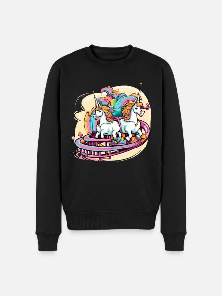 Einhörner im Vergnügungspark - Männer Premium Bio Pullover - Schwarz