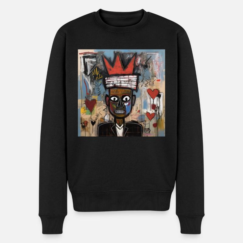 KÖNIG STREET ART LIEBE - Männer Premium Bio Pullover - Schwarz