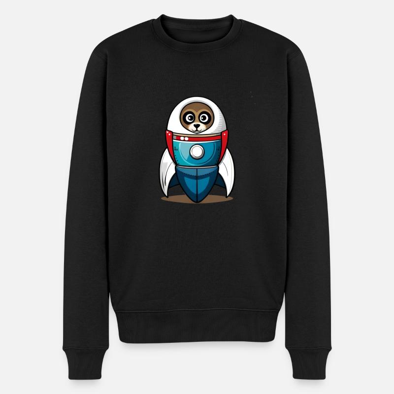 Hund in einer Rakete - Männer Premium Bio Pullover - Schwarz