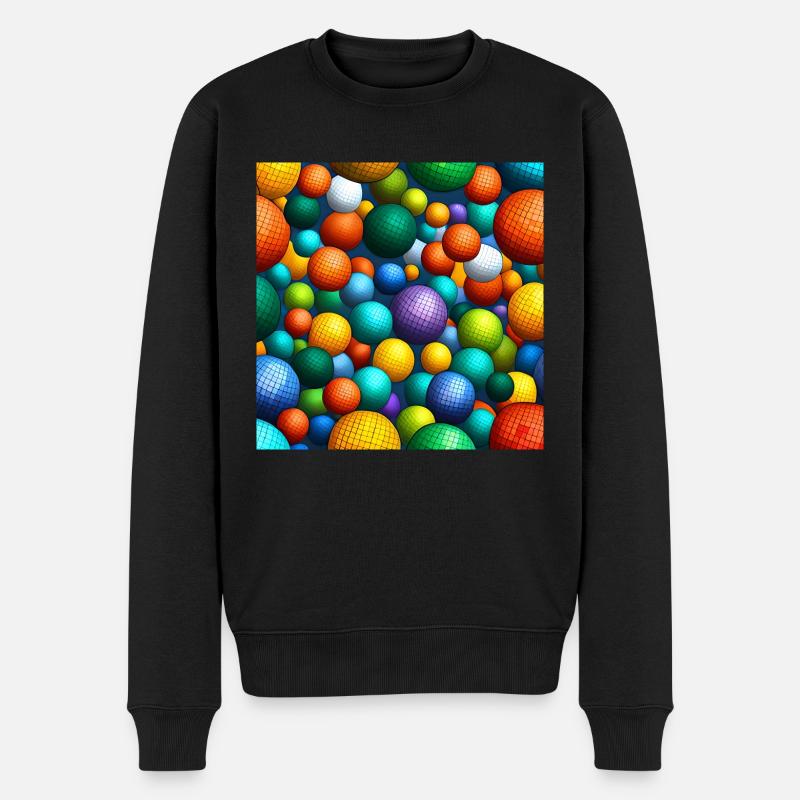 Regenbogen-Mosaik-Kugeln - Männer Premium Bio Pullover - Schwarz