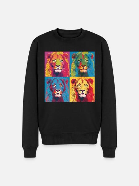 LION POP ART - Men's Premium Organic Jumper - black