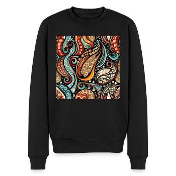 Zentangle-Paisley-Muster - Männer Premium Bio Pullover - Schwarz - Vorne - Nico (187cm)
