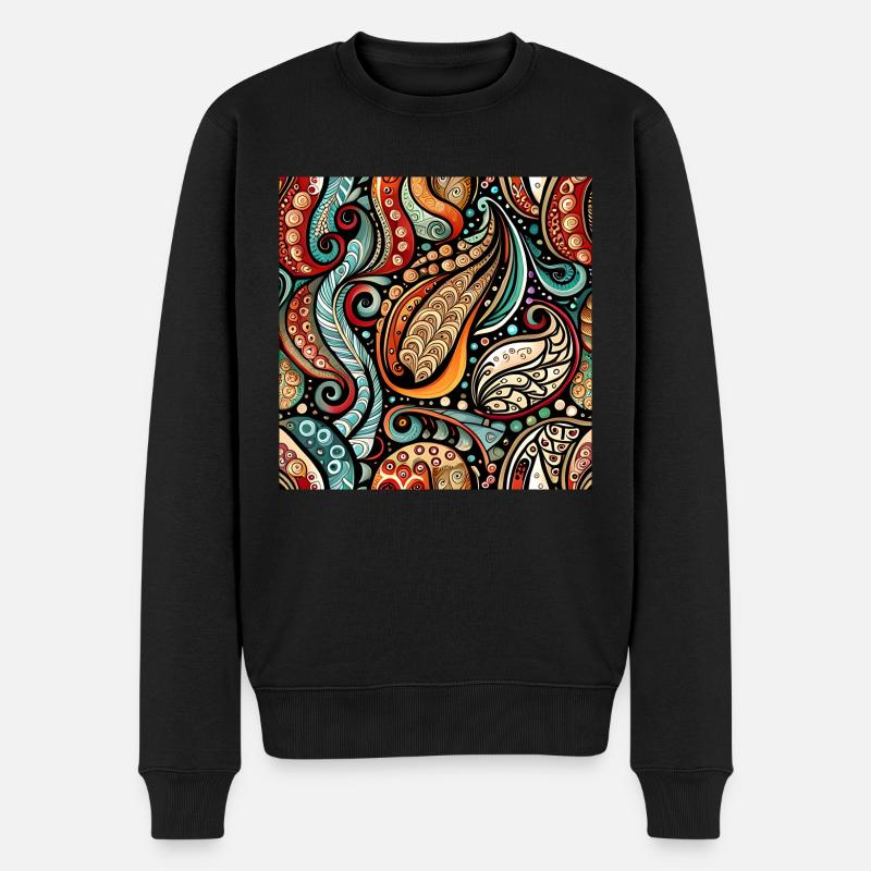 Zentangle Paisley Pattern - Pull Premium bio Homme - noir