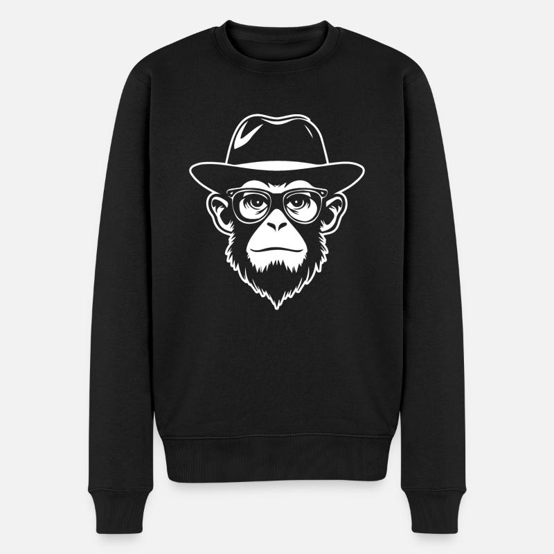 Affe Affen Affengesicht Dschungel - Männer Premium Bio Pullover - Schwarz