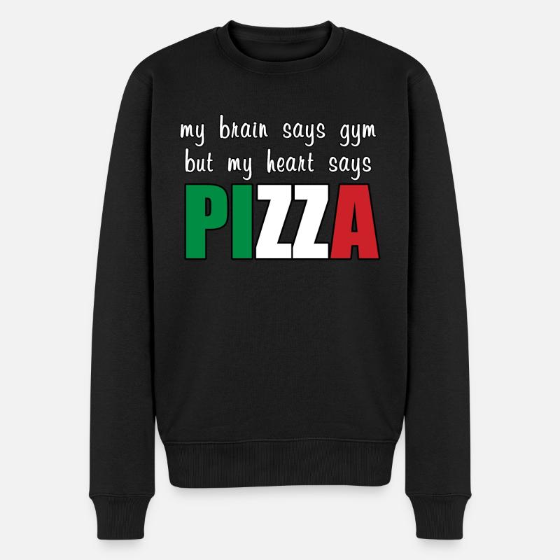 My heart says Pizza - Männer Premium Bio Pullover - Schwarz