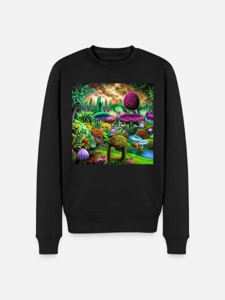Futuristischer Garten - Männer Premium Bio Pullover - Schwarz