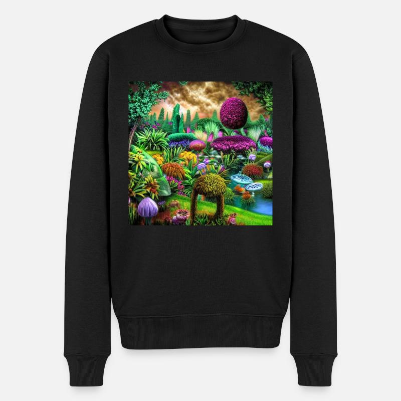 Futuristischer Garten - Männer Premium Bio Pullover - Schwarz