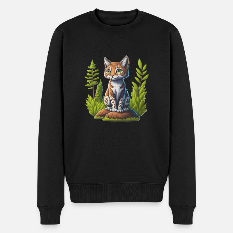 Kleiner Luchs - Männer Premium Bio Pullover - Schwarz