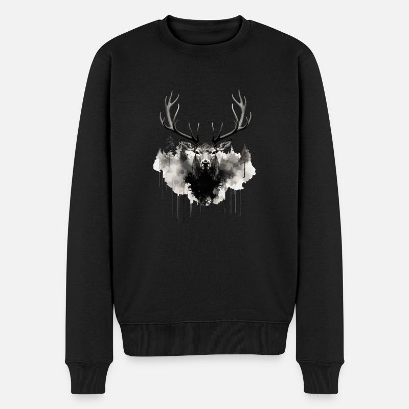 Cerf - Pull Premium bio Homme - noir