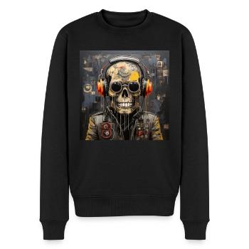 SCHÄDEL-STRASSENKUNST - Männer Premium Bio Pullover - Schwarz - Vorne - Nico (187cm)