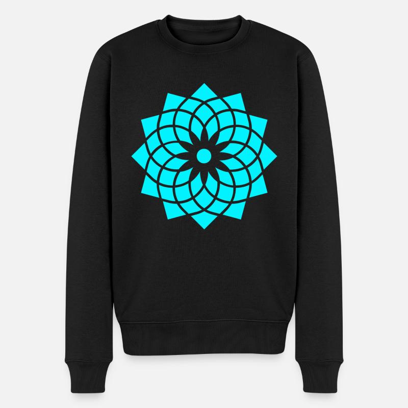 heilige geometrie yoga lebensblume neon blau - Männer Premium Bio Pullover - Schwarz