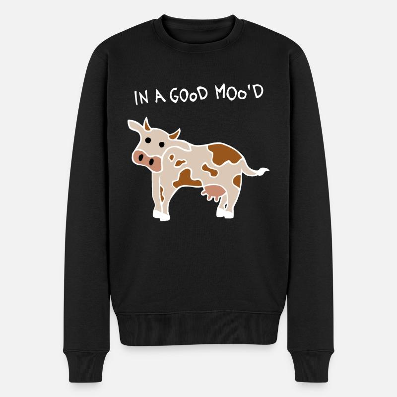 Gute Laune Kuh (Weiß) - Männer Premium Bio Pullover - Schwarz
