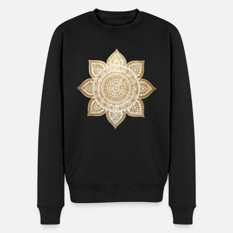 Mandala Gliter - Männer Premium Bio Pullover - Schwarz