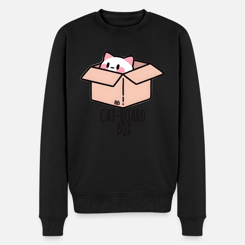 Neugierige Katze in einer Box - Männer Premium Bio Pullover - Schwarz