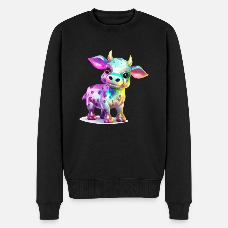 Mila, die bunte Kuh - Männer Premium Bio Pullover - Schwarz