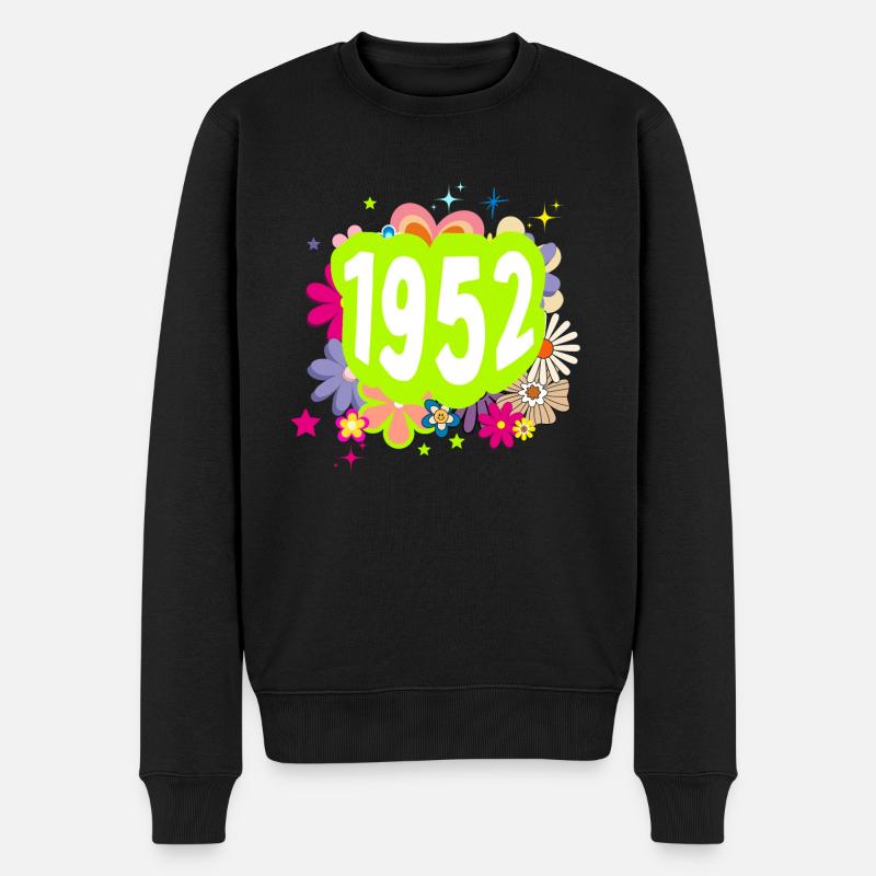 Année 1952 anniversaire Groovy floral - Pull Premium bio Homme - noir