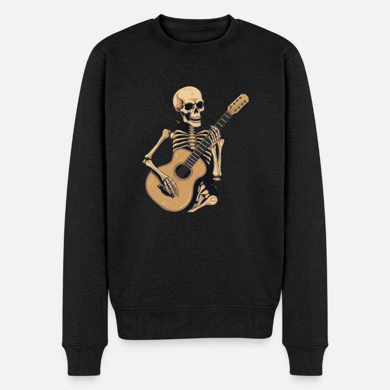 Rockin-Skelett - Männer Premium Bio Pullover - Schwarz