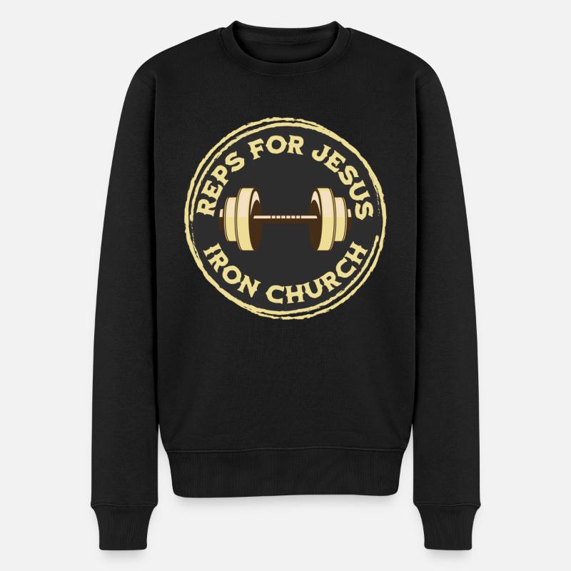 Wiederholungen für Jesus Dumbbell - Männer Premium Bio Pullover - Schwarz