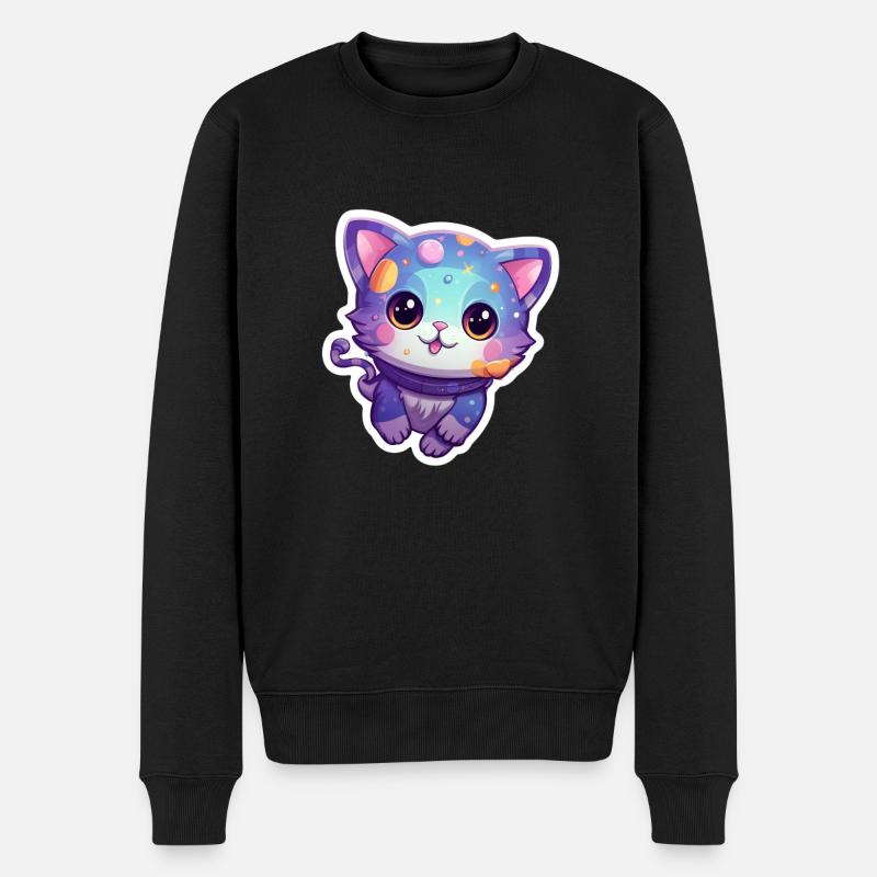 s cute space kitty - Männer Premium Bio Pullover - Schwarz