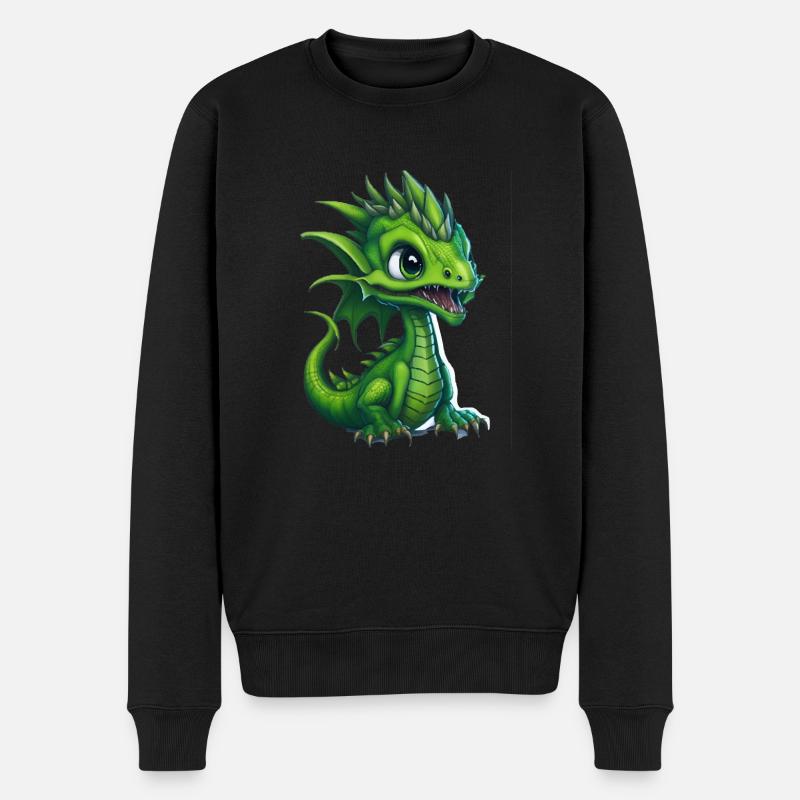 Bébé dragon, mignon, heureux, souriant - Pull Premium bio Homme - noir