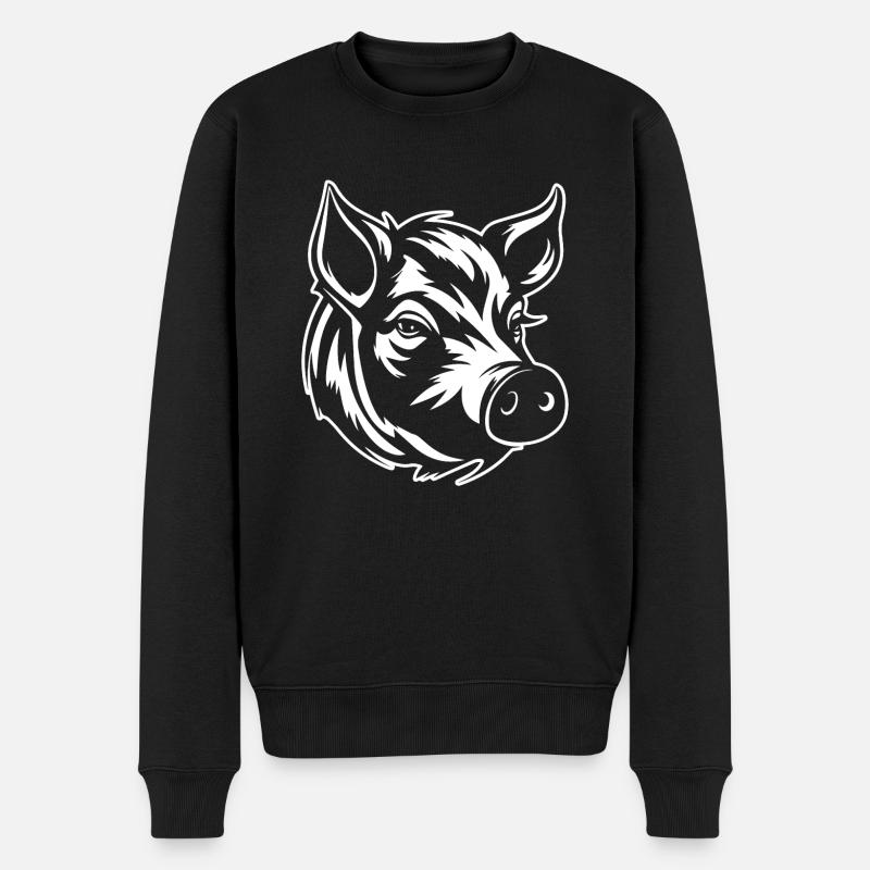 Schwein Schweinchen Sau - Männer Premium Bio Pullover - Schwarz