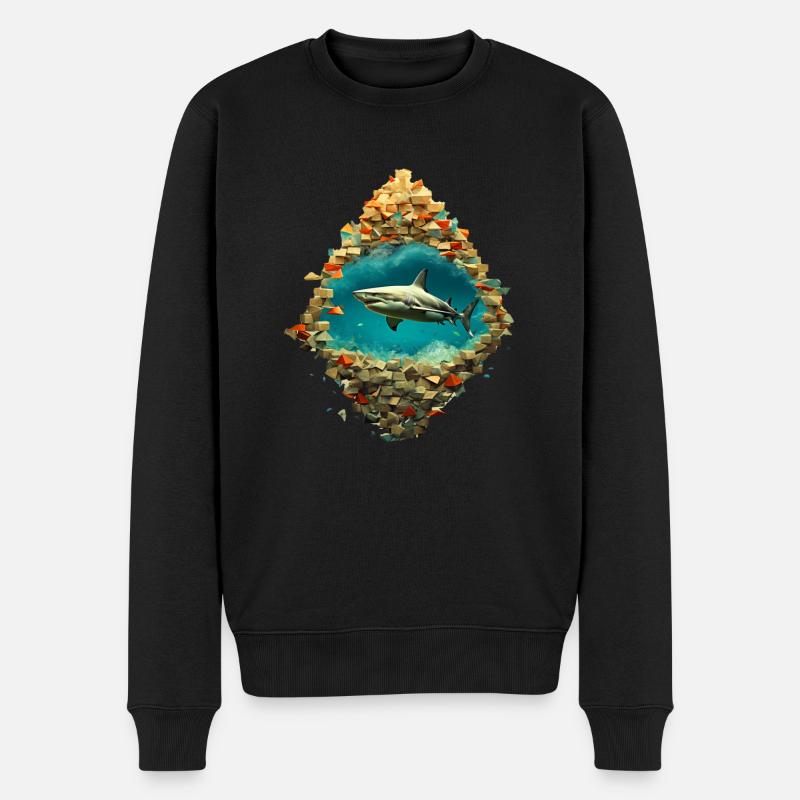 Le requin dans le cœur - Pull Premium bio Homme - noir