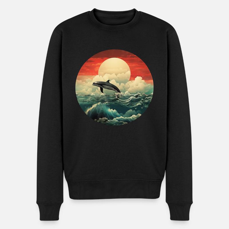 Orca im Sonnenuntergang - Männer Premium Bio Pullover - Schwarz