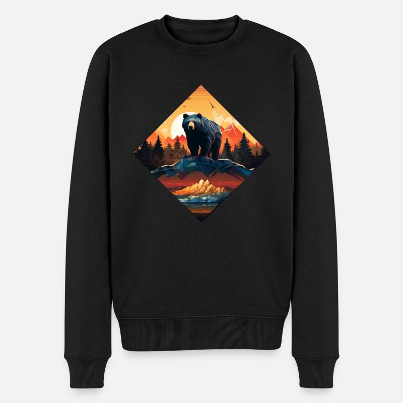 Ours au lever du soleil - Pull Premium bio Homme - noir
