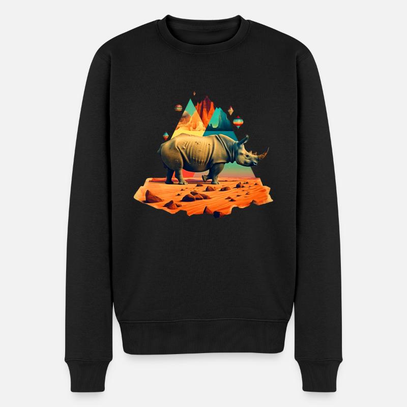 Le rhinocéros dans la steppe - Pull Premium bio Homme - noir