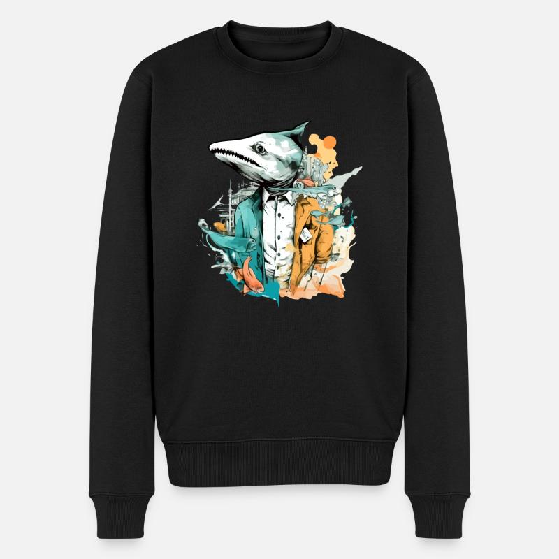 Bako der Fischmann - Männer Premium Bio Pullover - Schwarz