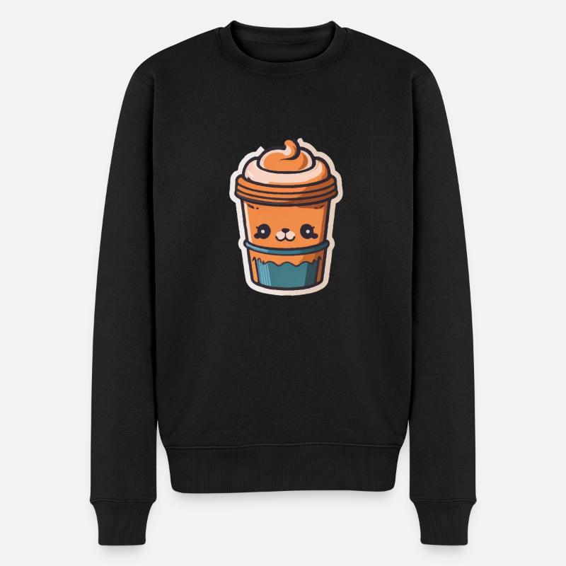 Kaffee - Männer Premium Bio Pullover - Schwarz