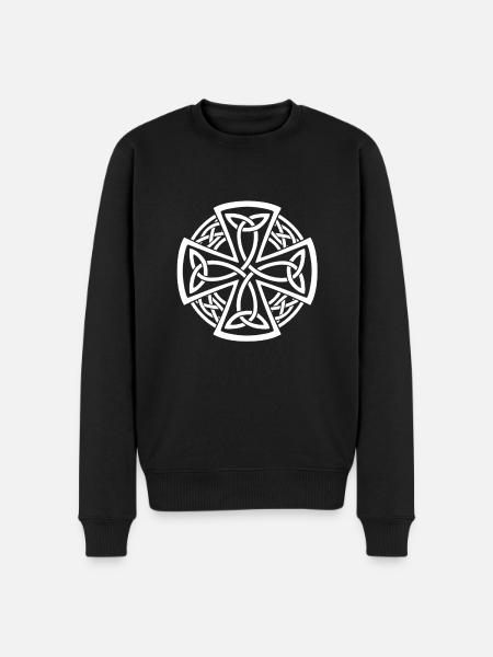 White braided circular Celtic cross - Men's Premium Organic Jumper - black