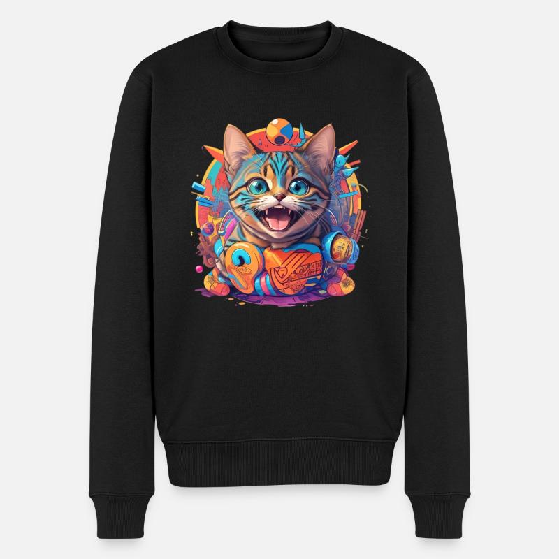 Chat joyeux qui rit - Pull Premium bio Homme - noir