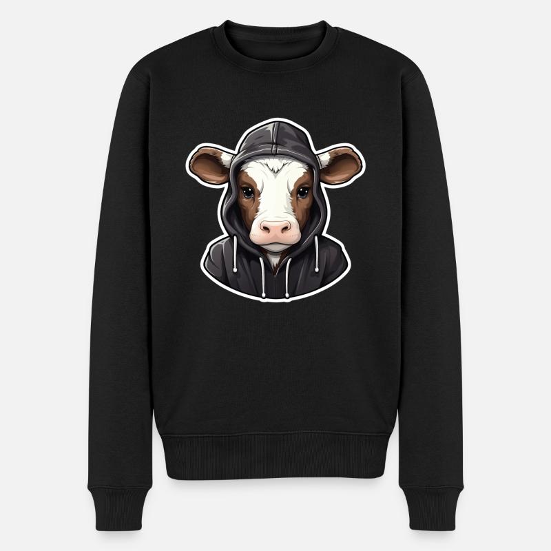 Coole Kuh in Freizeitkleidung - Männer Premium Bio Pullover - Schwarz