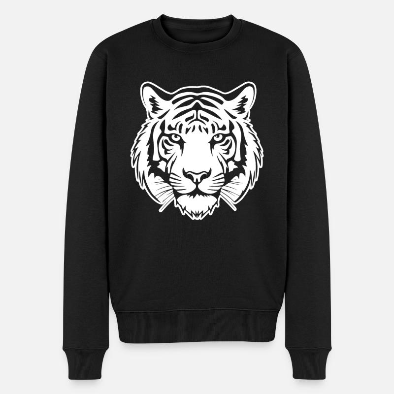 Tiger Raubkatze - Männer Premium Bio Pullover - Schwarz