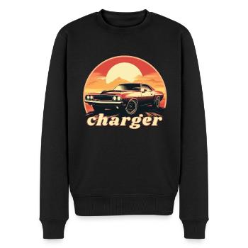 good old charger - Männer Premium Bio Pullover - Schwarz - Vorne - Nico (187cm)