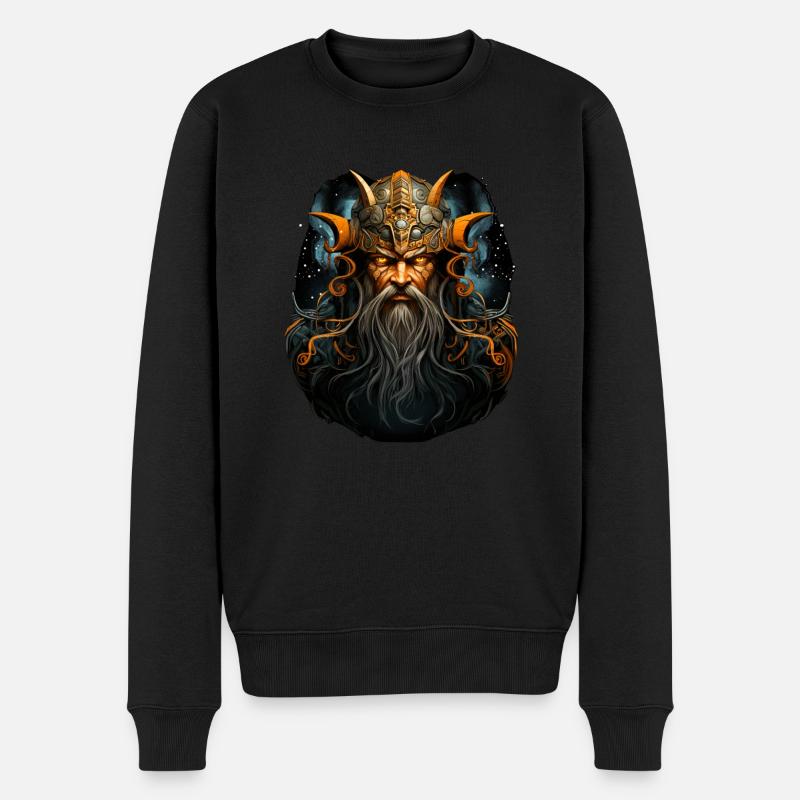Wikinger mit leuchtenden Augen - Männer Premium Bio Pullover - Schwarz