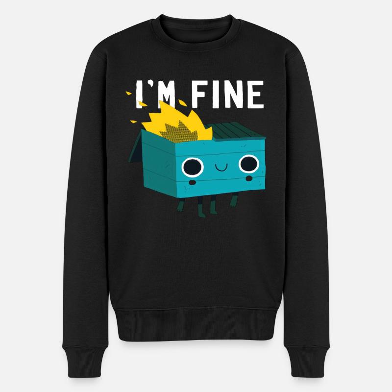 I´m Fine - Männer Premium Bio Pullover - Schwarz