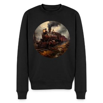 Alte Dampflok - Männer Premium Bio Pullover - Schwarz - Vorne - Nico (187cm)