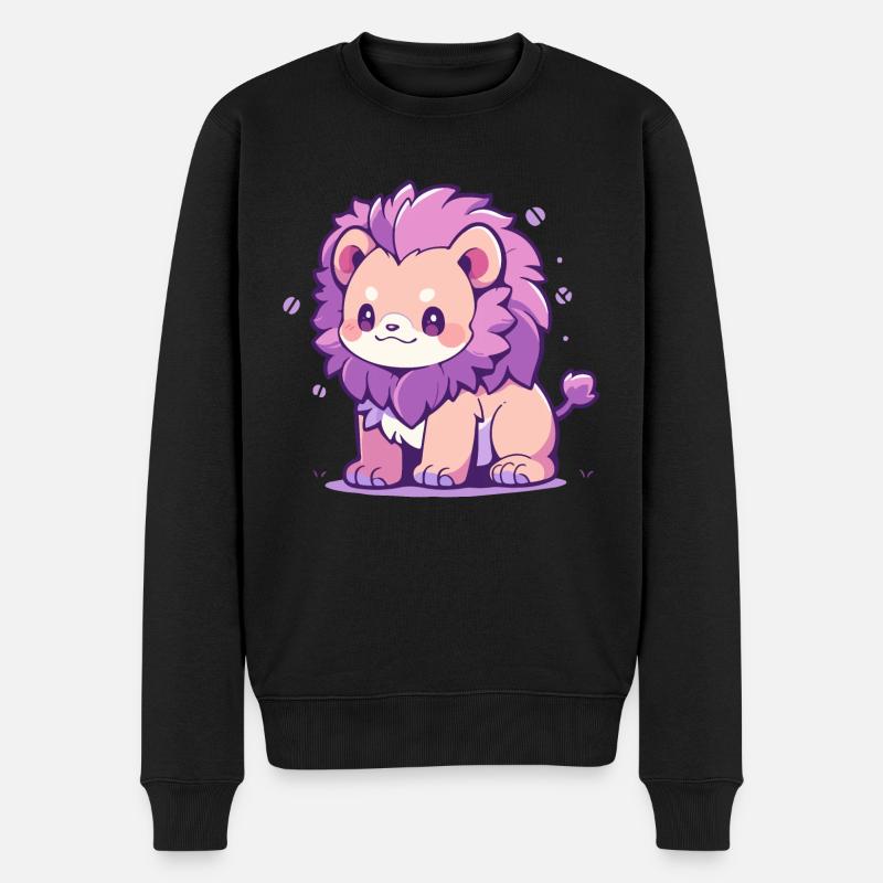 Niedlicher Chibi Löwe Süßes Cartoon-Design - Männer Premium Bio Pullover - Schwarz