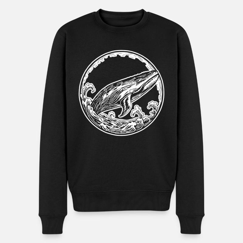Wal Meer Fische - Männer Premium Bio Pullover - Schwarz
