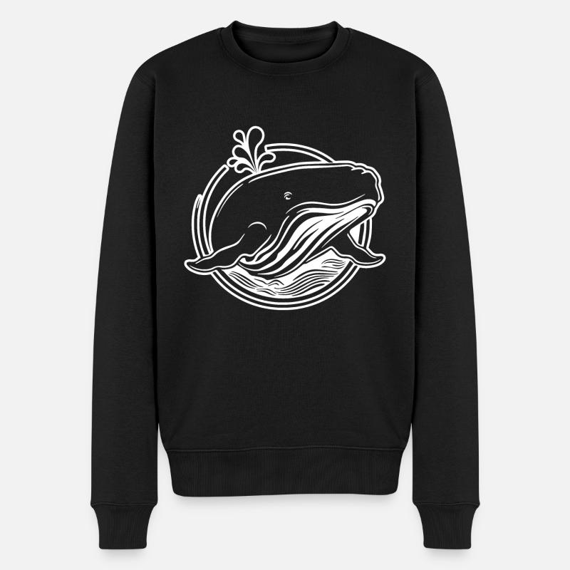 Wal Meer Fische - Männer Premium Bio Pullover - Schwarz