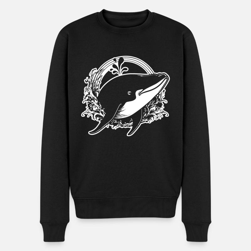 Wal Meer Fische - Männer Premium Bio Pullover - Schwarz